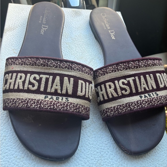 Dior Burgundy and Cream Sandals - Picture 1 of 4